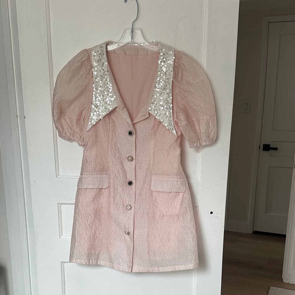 Pink Mini Dress with Sequin Accents